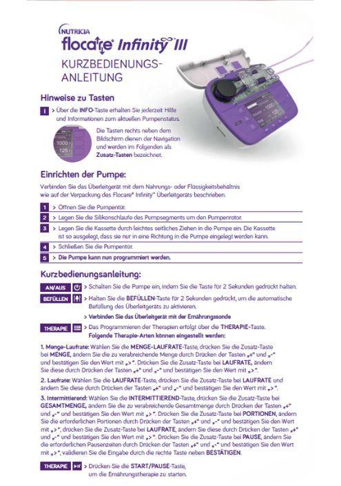 Kurzbedienung Infinity III Pumpe Kurzbedienung Infinity III Pumpe